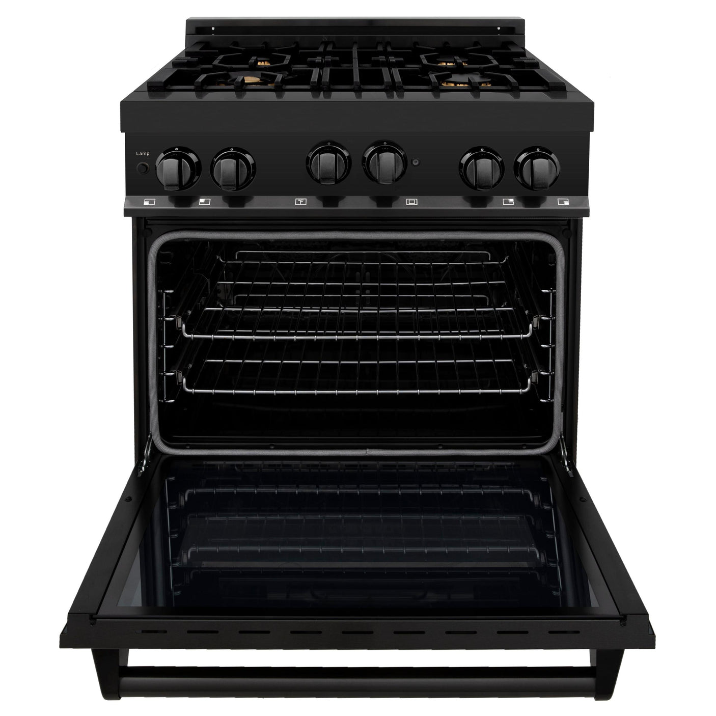 ZLINE 30" 4.0 cu. ft. Range with Gas Stove and Gas Oven in Black Stainless Steel with Brass Burners (RGB-BR-30)