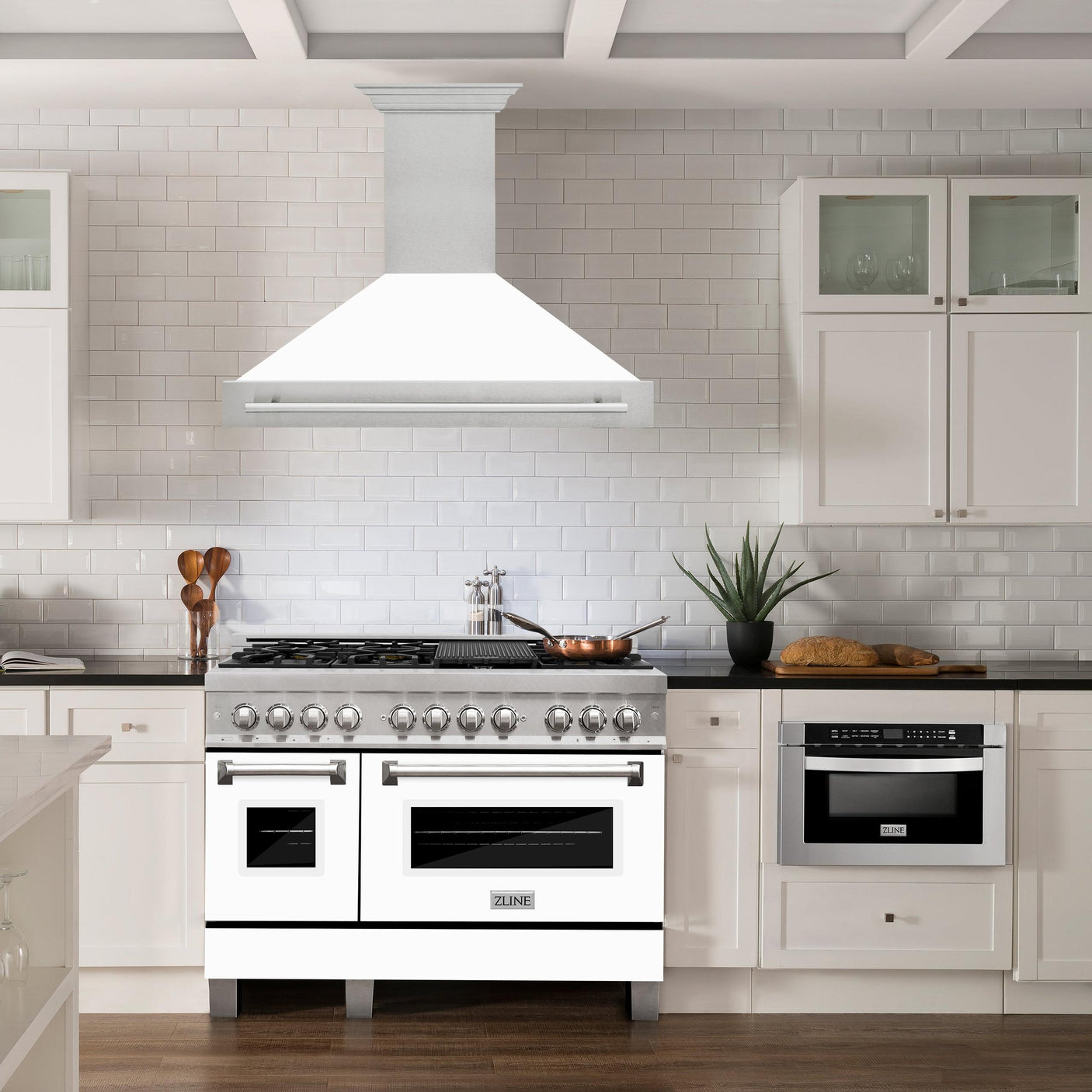 ZLINE 48 in. DuraSnow Stainless Steel Range Hood with Colored Shell Options (8654SNX-48) [Color: White Matte]