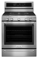 30-Inch 5 Burner Gas Convection Range with Warming Drawer - Stainless Steel