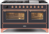 Majestic II 60 Inch Dual Fuel Liquid Propane Freestanding Range in Matte Graphite with Copper Trim