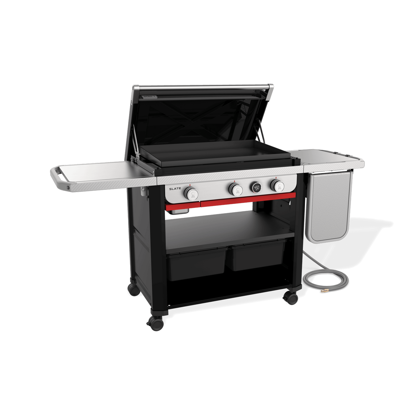 Slate™ 30" Rust-Resistant Griddle with extendable side table (Natural Gas) - Black