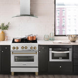 ZLINE Autograph Edition 30" 4.0 cu. ft. Range with Gas Stove and Gas Oven in Stainless Steel with Accents (RGZ-30) [Color: Gold]