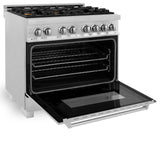 ZLINE 36 in. Professional Dual Fuel Range in DuraSnow Stainless Steel with Color Door Finishes (RAS-SN-36) [Color: Blue Gloss]