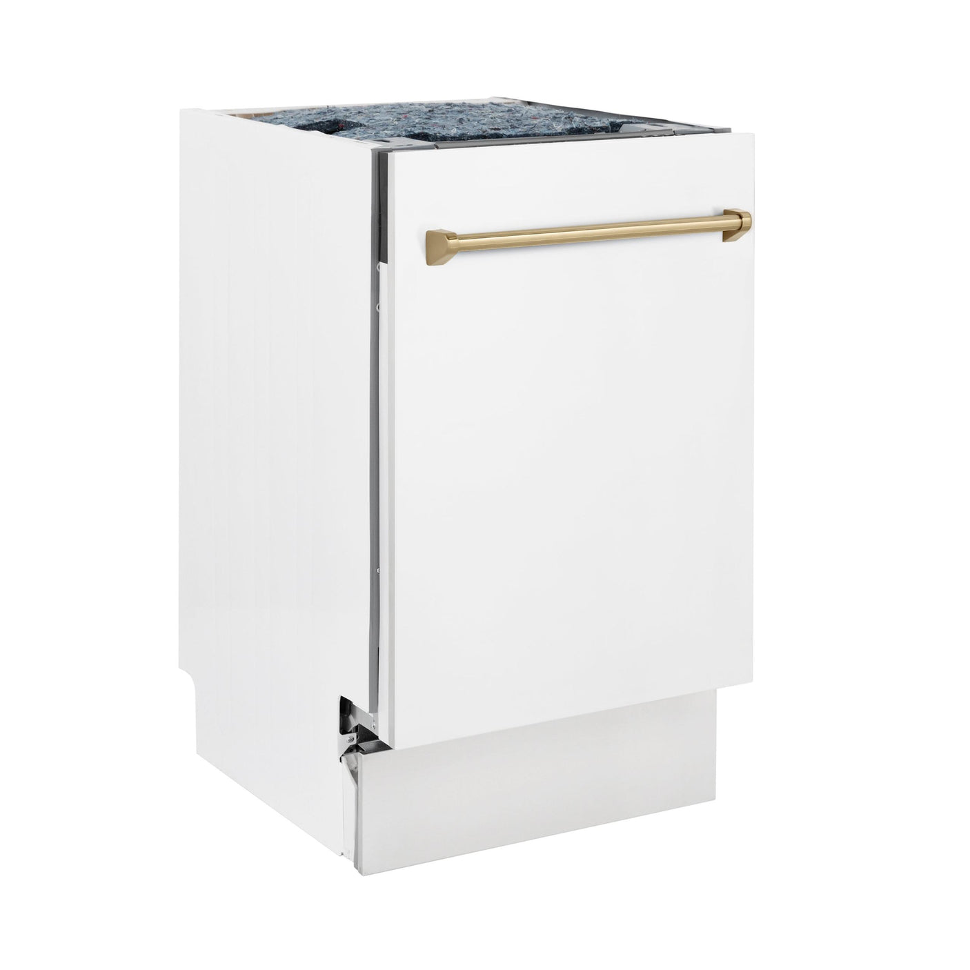 ZLINE Autograph Edition 18" Compact 3rd Rack Top Control Dishwasher in White Matte with Accent Handle, 51dBa (DWVZ-WM-18) [Color: Champagne Bronze]