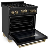 ZLINE Autograph Edition 30" 4.0 cu. ft. Range with Gas Stove and Gas Oven in Black Stainless steel with Accents (RGBZ-30) [Color: Champagne Bronze]