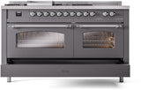 Nostalgie II 60 Inch Dual Fuel Liquid Propane Freestanding Range in Matte Graphite with Chrome Trim