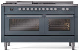 Professional Plus II 60 Inch Dual Fuel Liquid Propane Freestanding Range in Blue Grey with Trim