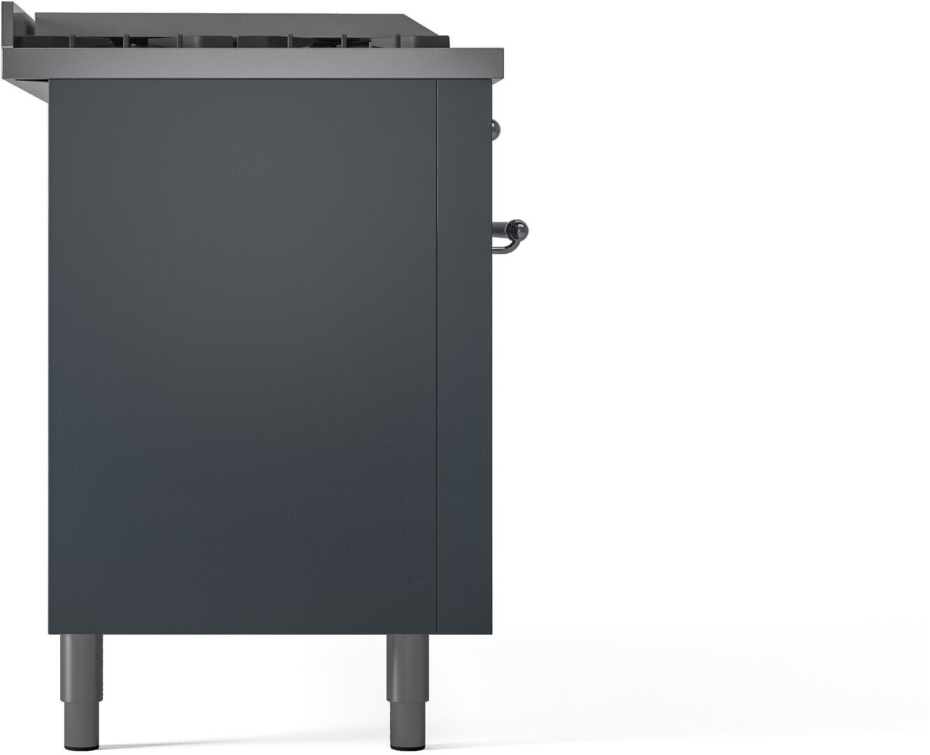 Nostalgie II 60 Inch Dual Fuel Natural Gas Freestanding Range in Blue Grey with Chrome Trim