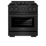 ZLINE 30 in. 4.2 cu. ft. Paramount Dual Fuel Range with Gas Cooktop and Electric Convection Oven in Black Stainless Steel with 4 Brass Burners (SDRB-BR-30)