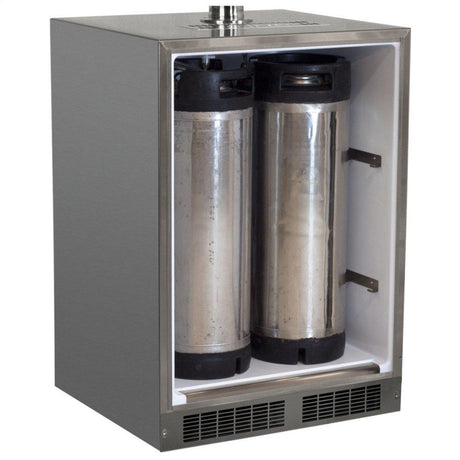 Outdoor 24" Twin Tap Mobile Beer Dispenser with Stainless Steel Door - Solid Stainless Steel Door With Lock - Right Hinge