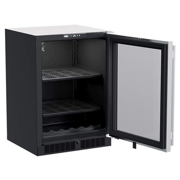 24-In Built-In Beverage Center With Wine Cradle with Door Style - Stainless Steel Frame Glass