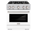 ZLINE 30 in. 4.2 cu. ft. Select Gas Range with 4 Burner Cooktop and Convection Gas Oven in Stainless Steel with White Matte Door (HGR-WM-30)