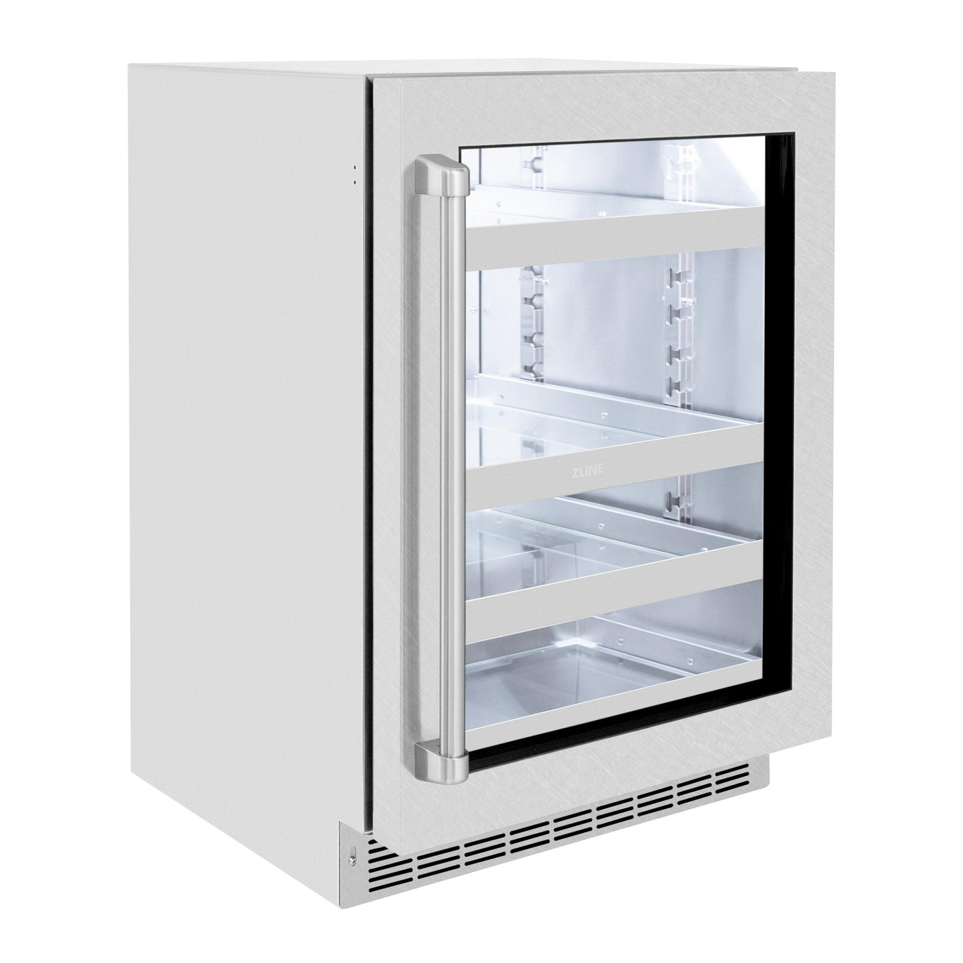 ZLINE 24 in. Touchstone 151 Can Beverage Fridge With DuraSnow' Stainless Steel Glass Door (RBSO-SN-24)