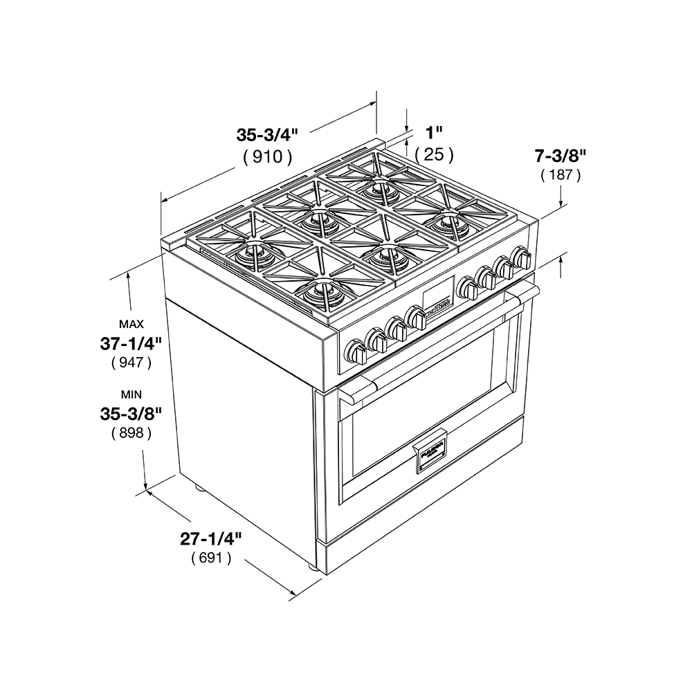 36" DUAL FUEL PRO RANGE