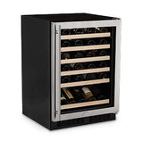 24" High Efficiency Single Zone Wine Cellar - Smooth Black Frame Glass Door - Left Hinge