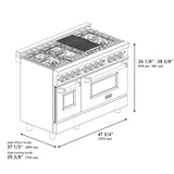 ZLINE 48 in. Dual Fuel Range with Gas Stove and Electric Oven in Stainless Steel (RA48) [Color: DuraSnow Stainless Steel]