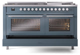 Professional Plus II 60 Inch Dual Fuel Natural Gas Freestanding Range in Blue Grey with Trim