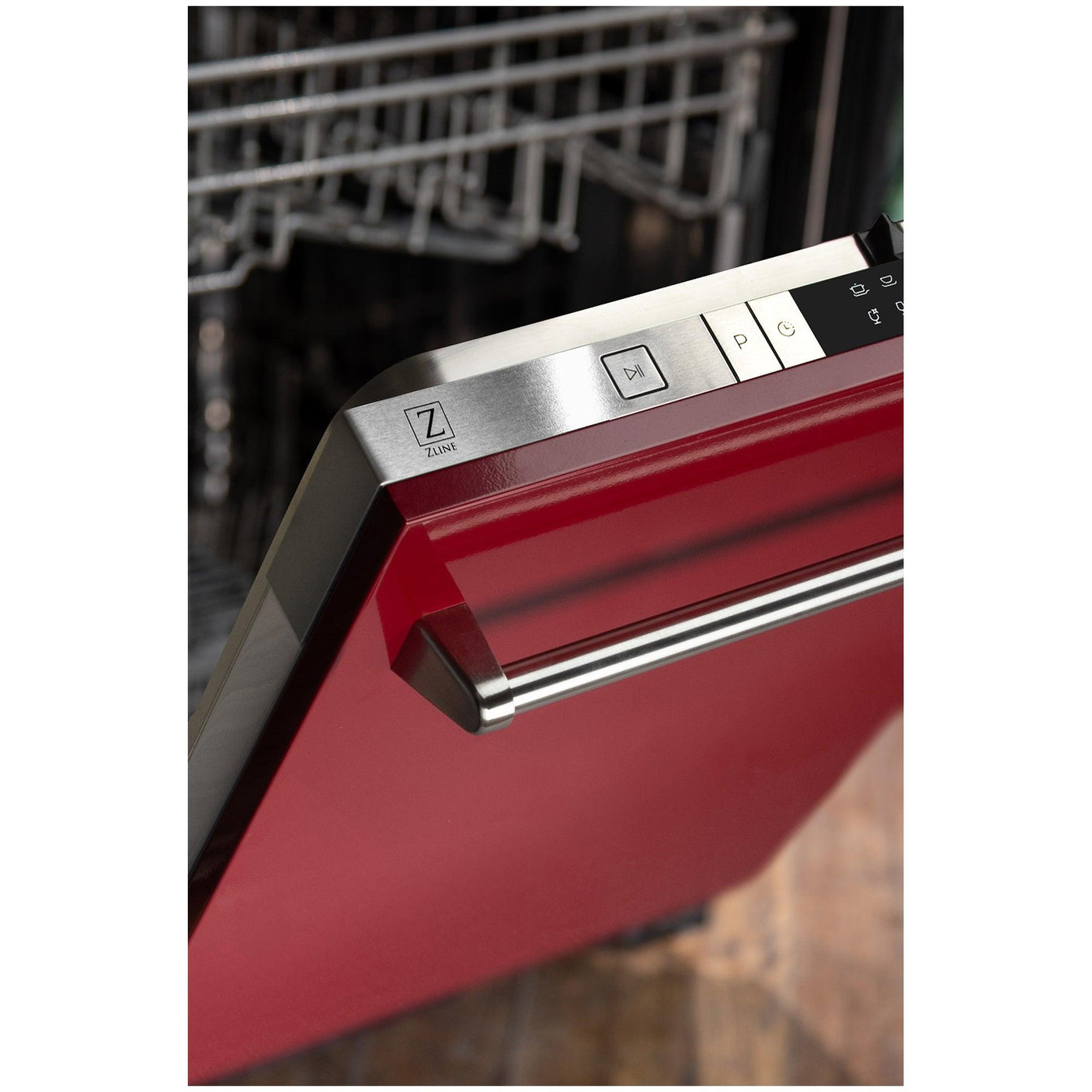 ZLINE 24 in. Top Control Dishwasher with Stainless Steel Tub and Traditional Style Handle, 52dBa (DW-24) [Color: Red Gloss]