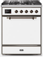 Majestic II 30 Inch Dual Fuel Natural Gas Freestanding Range in White with Bronze Trim