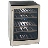 43 Bottle DESIGNER Series Dual-Zone Wine Cooler - Stainless Steel with Black Cabinet / 43 Bottles