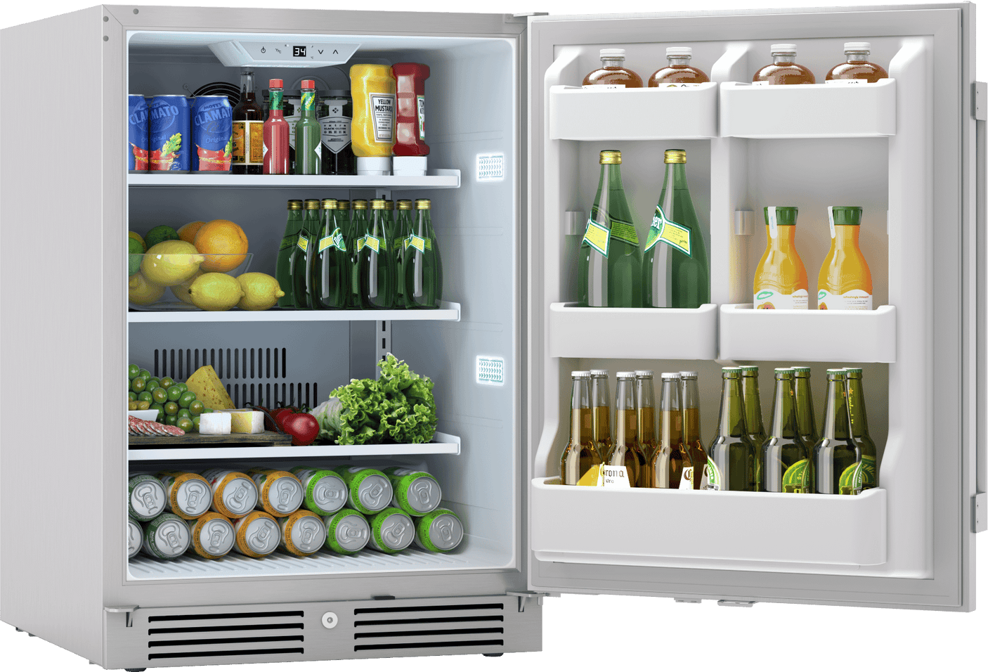 Presrv Refrigerator, 24in Compact, Outdoor SS, Reversible, Lock, 1 Zone