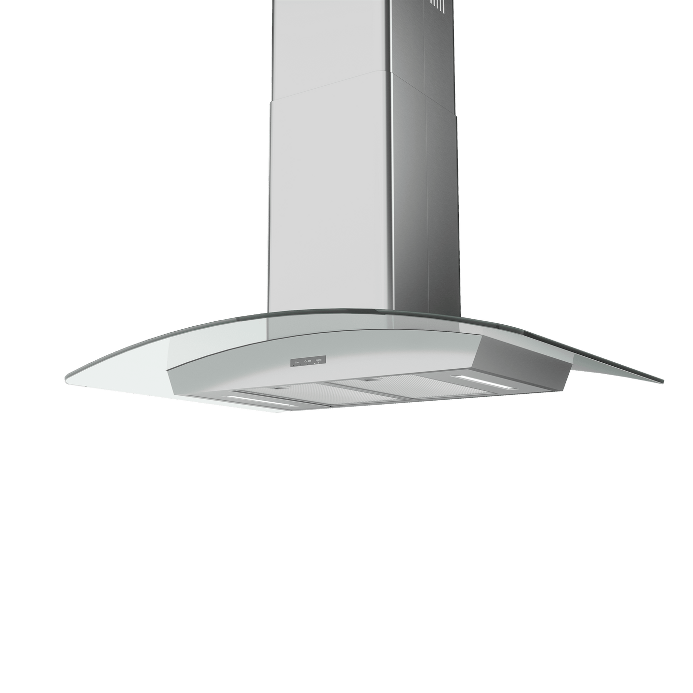 Brisas Curved Glass Chim. Is., 36" G, 600 CFM, ACT, LED