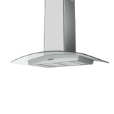 Brisas Curved Glass Chim. Is., 36" G, 600 CFM, ACT, LED