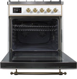 Majestic II 30 Inch Dual Fuel Liquid Propane Freestanding Range in White with Brass Trim