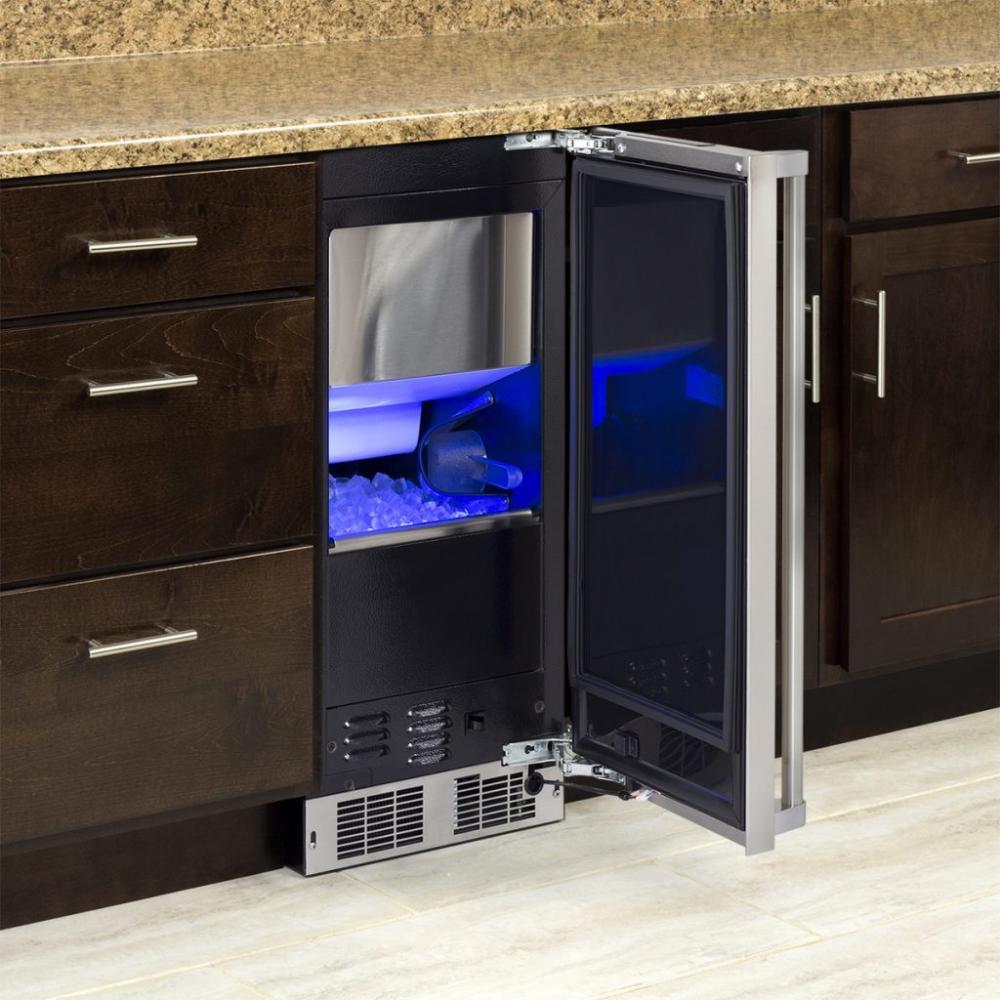 15" Clear Ice Machine with Sapphire Illuminice - Gravity Drain - Stainless Steel Door with Integrated Right Hinge