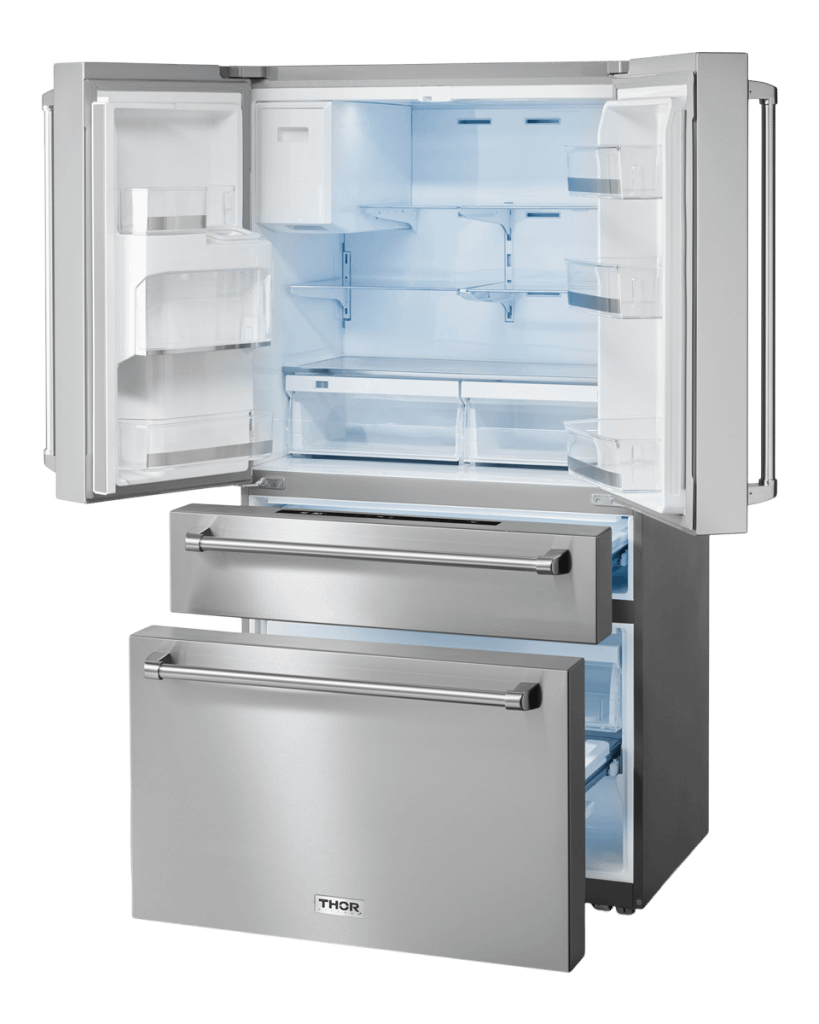 Thor Kitchen 36 Inch Professional French Door Refrigerator With Ice and Water Dispenser - Model Trf3601fd