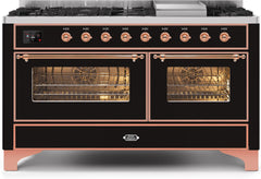 Majestic II 60 Inch Dual Fuel Liquid Propane Freestanding Range in Glossy Black with Copper Trim