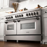 ZLINE 60 in. 7.4 cu. ft. Dual Fuel Range with Gas Stove and Electric Oven in Stainless Steel with Color Options (RA60) [Color: Stainless Steel with Brass Burners]