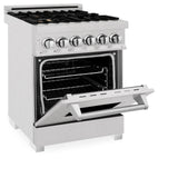 ZLINE 24 in. Professional Dual Fuel Range in DuraSnow Stainless Steel with Color Door Options (RAS-SN-24) [Color: DuraSnow With Brass Burners]