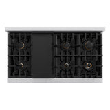 ZLINE Autograph Edition 48 in. 6.7 cu. ft. Select Double Oven Dual Fuel Range with 8 Burner Gas Cooktop in Stainless Steel with White Matte Door and Polished Gold Accents (HDRZ-WM-48-G)