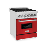 ZLINE 24 in. Professional Dual Fuel Range in DuraSnow Stainless Steel with Color Door Options (RAS-SN-24) [Color: Red Matte]