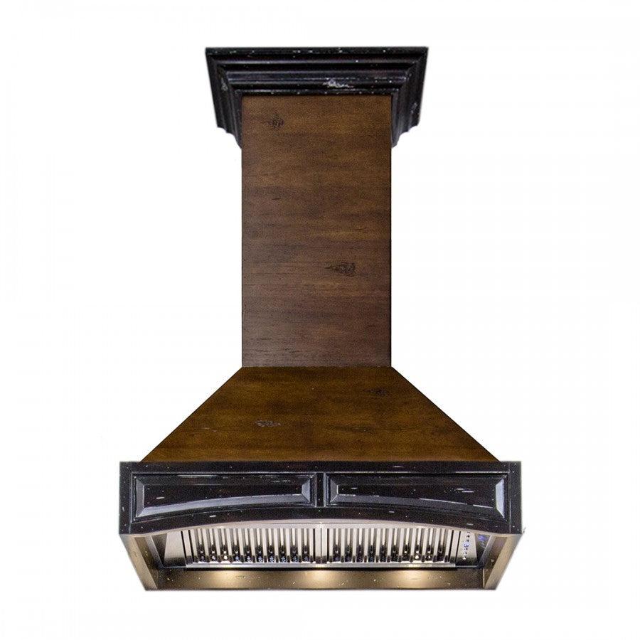 ZLINE Wooden Wall Mount Range Hood in Antigua and Walnut - Includes Remote Motor [Size: 42 Inch]