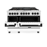 ZLINE Autograph Edition 48" 6.0 cu. ft. Dual Fuel Range with Gas Stove and Electric Oven in DuraSnow Stainless Steel with White Matte Door with Accents (RASZ-WM-48) [Color: Matte Black]