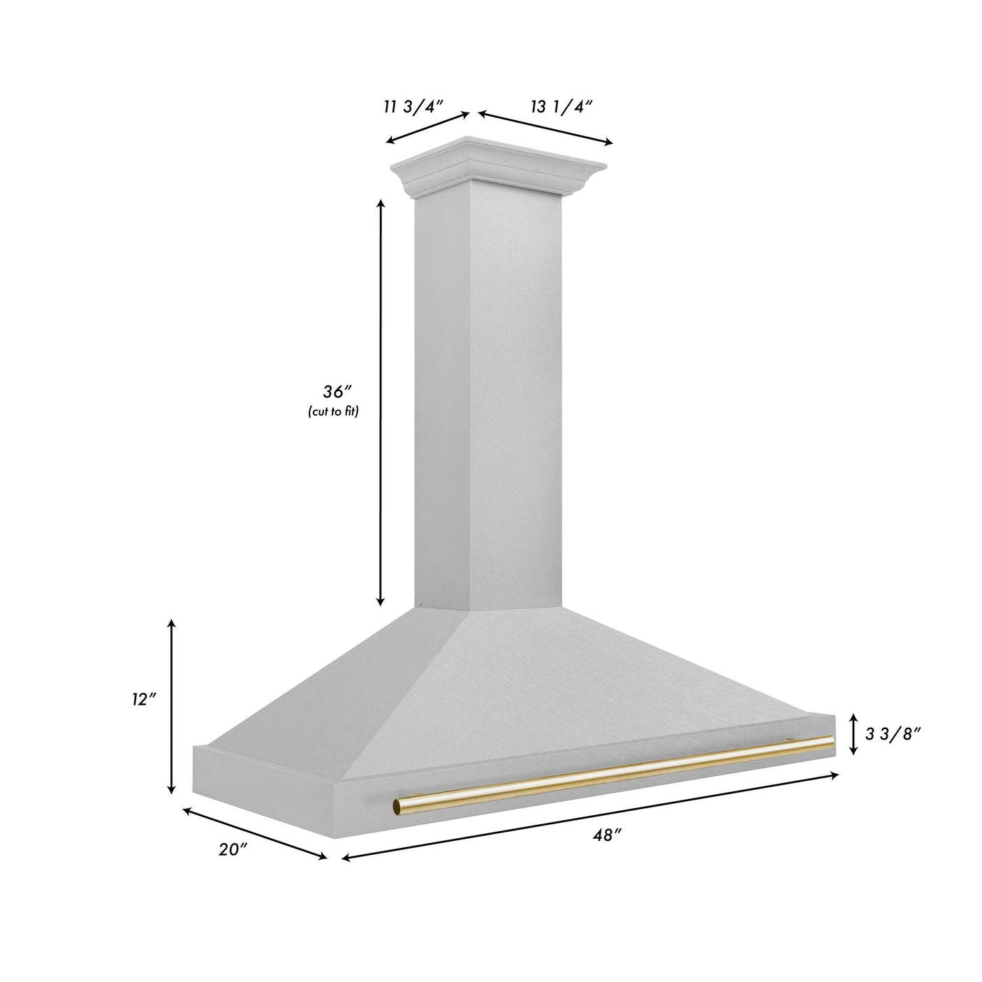 ZLINE 48 in. Autograph Edition Convertible Fingerprint Resistant DuraSnow Stainless Steel Range Hood with Champagne Bronze Handle (KB4SNZ-48-CB) [Color: Gold Accents]