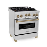 ZLINE Autograph Edition 30" 4.0 cu. ft. Range with Gas Stove and Gas Oven in Stainless Steel with Accents (RGZ-30) [Color: Champagne Bronze]