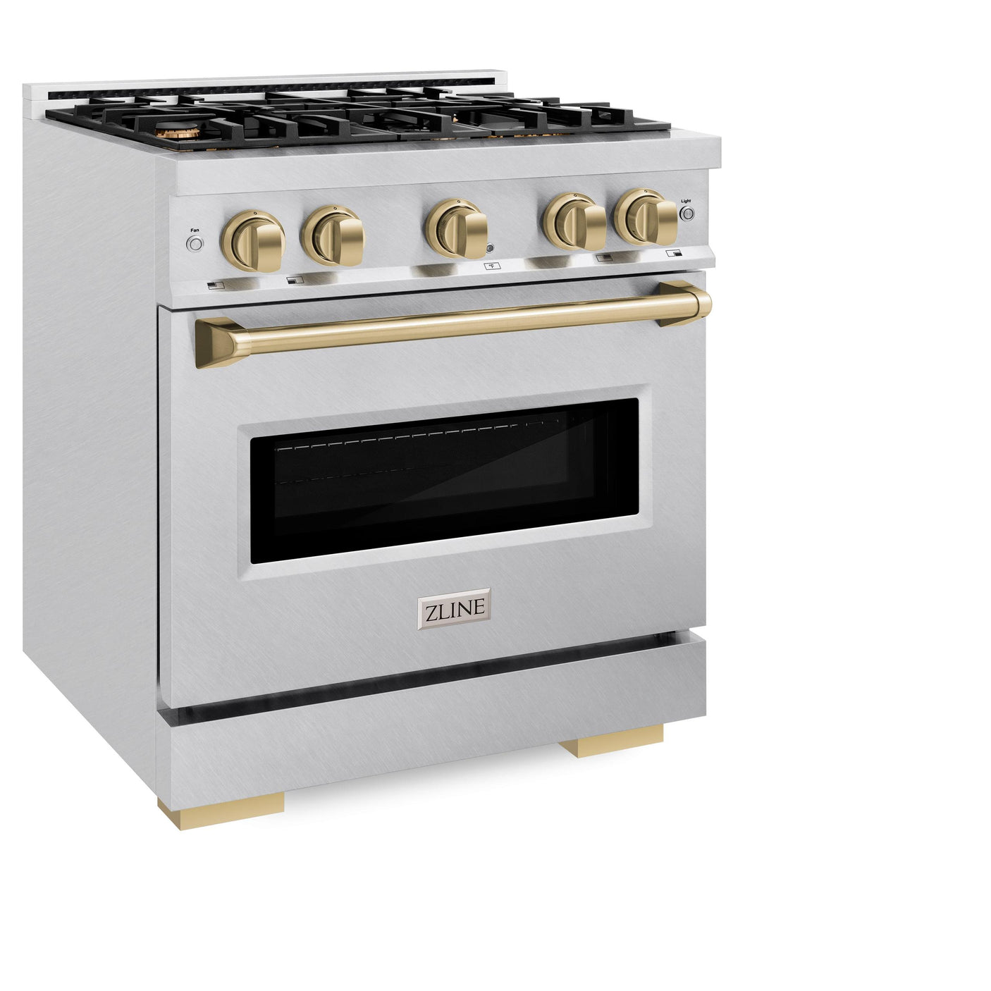 ZLINE Autograph Edition 30 in. 4.2 cu. ft. Classic Gas Range with 4 Burner Cooktop and Convection Gas Oven in DuraSnow' Stainless Steel and Champagne Bronze Accents (CGRSZ-30-CB)