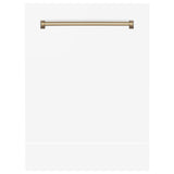 ZLINE 24 in. Autograph Edition Tallac Dishwasher Panel in White Matte with Accented Handle (DPVZ-WM-24) [Color: Gold]