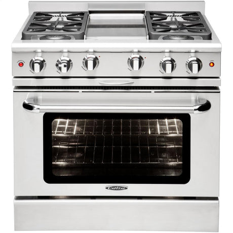 36" Gas Convection Range with 4 Sealed Burners 19K BTU + 12" BBQ