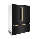 ZLINE 60" Autograph Edition 32.2 cu. ft. Built-in 4-Door French Door Refrigerator with Internal Water and Ice Dispenser in Black Stainless Steel with Champagne Bronze Accents (RBIVZ-BS-60-CB)