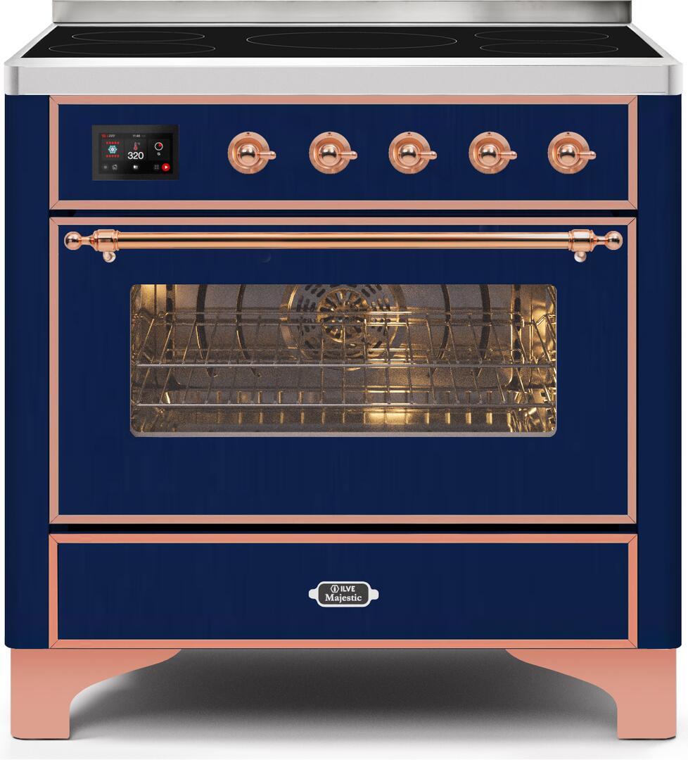 Majestic II 36 Inch Electric Freestanding Range in Blue with Copper Trim