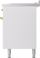 Nostalgie II 60 Inch Dual Fuel Natural Gas Freestanding Range in White with Brass Trim