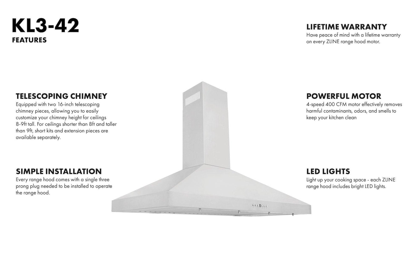 ZLINE Convertible Vent Wall Mount Range Hood in Stainless Steel (KL3)