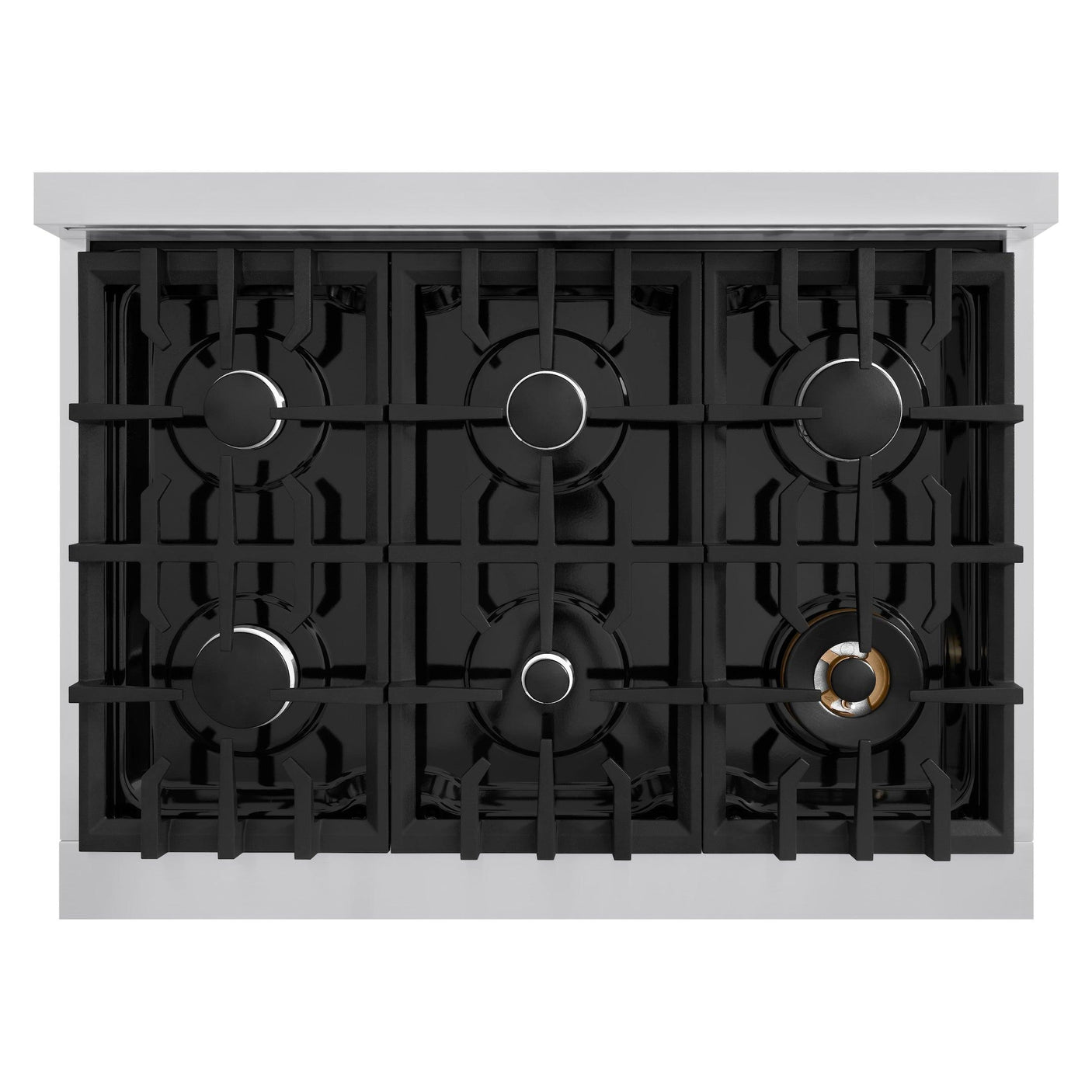 ZLINE 36 in. 5.2 cu. ft. Select Gas Range with 6 Burner Cooktop and Convection Gas Oven in Stainless Steel with Black Matte Door (HGR-BLM-36)