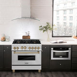 ZLINE Autograph Edition 36" 4.6 cu. ft. Range with Gas Stove and Gas Oven in DuraSnow® Stainless Steel with Accents (RGSZ-SN-36) [Color: Champagne Bronze]