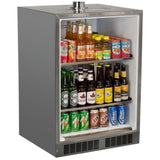 24" Outdoor Single Tap Mobile Beer Dispenser with Stainless Steel Door - Solid Stainless Steel Door With Lock, Right Hinge