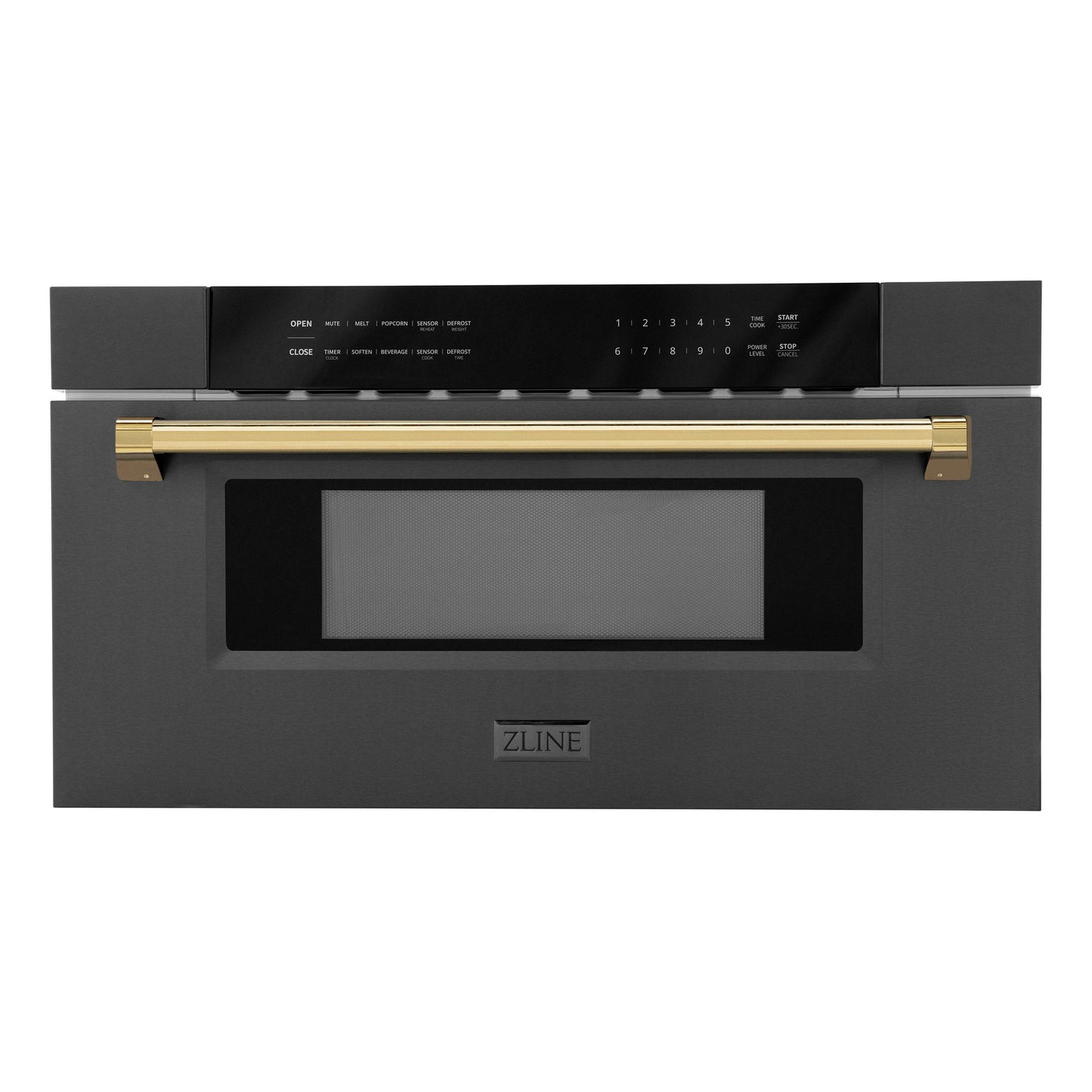 Autograph Edition Microwave Drawer with Traditional Handle in Black Stainless and Champagne Bronze (MWDZ-30-BS-CB)